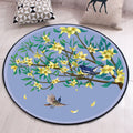 Sikunuo | Unique Flower Pattern Carpet with Bird and Leaf Purple and Yellow Oriental Carpet Polyester Washable Non-Slip Back Area Rug for Bedroom
