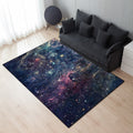 Sikunuo | Modern living room rug in blue outdoor galaxy print rug polyester non-slip backing rug