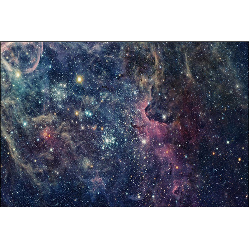 Sikunuo | Modern living room rug in blue outdoor galaxy print rug polyester non-slip backing rug