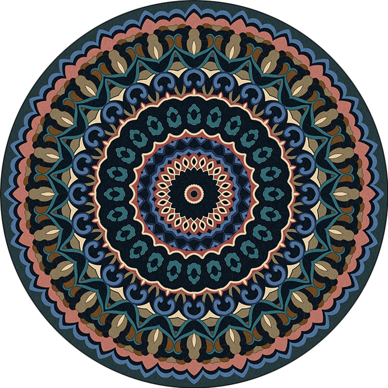 Sikunuo | Americana concentric circles pattern rug blue and green polyester rug machine washable non-slip rug for the bedroom