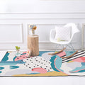 Sikunuo | Novelty Living Room Rug Colorful Color Block Watermelon Print Rug Polyester Non-Slip Back Washable Area Rug