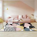 Sikunuo | Pink and Gold Bedroom Carpet Novelty Geometric Irregular Shape Dots Pattern Rug Polyester Non-slip Area Rug