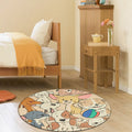 Sikunuo | Stylish Cartoon Dog Pattern Rug Yellow Children's Rug Polyester Washable Non-Slip Rug for the Children's Room