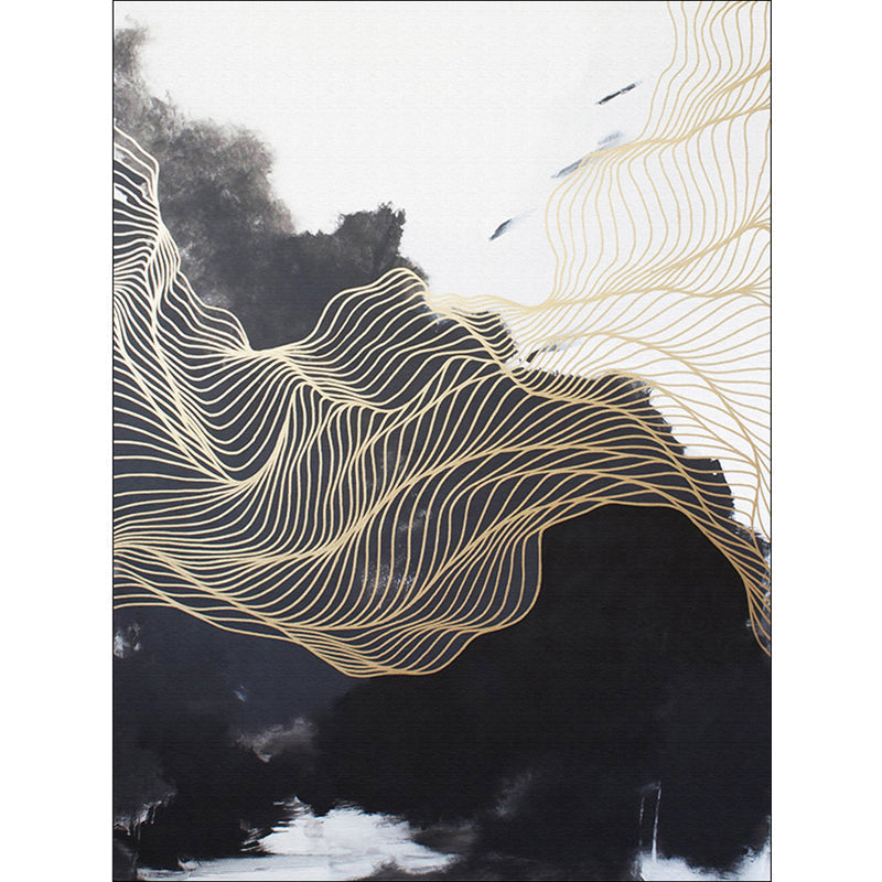 Sikunuo | Traditional swirl stripe pattern rug black and white oriental rug polyester washable non-slip backing rug for living room