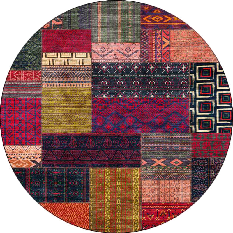 Sikunuo | Yellow Southwestern Rug Polyester tribal checkered pattern rug washable with non-slip backing rug for the living room