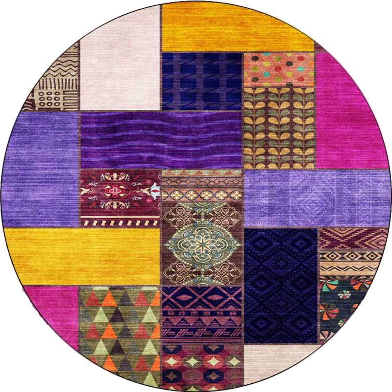Sikunuo | Yellow Southwestern Rug Polyester tribal checkered pattern rug washable with non-slip backing rug for the living room
