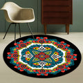 Sikunuo | Persian Floral Pattern Carpet Red and Blue Polyester Carpet Machine Washable Non-Slip Carpet for the Bedroom