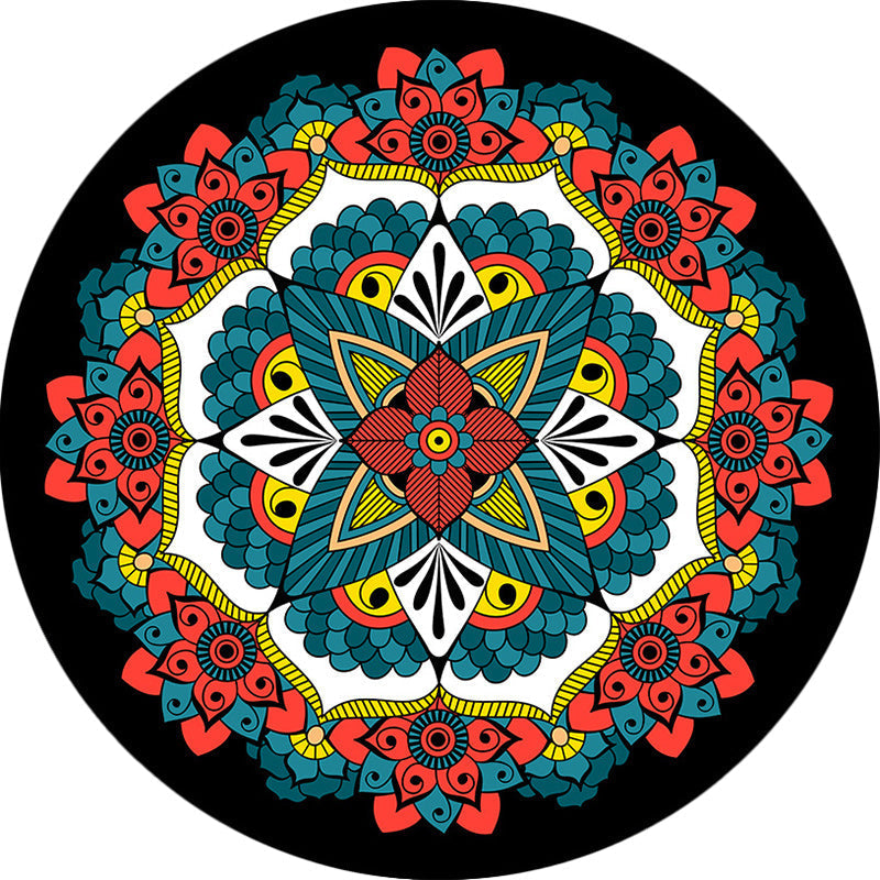 Sikunuo | Persian Floral Pattern Carpet Red and Blue Polyester Carpet Machine Washable Non-Slip Carpet for the Bedroom