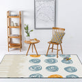 Sikunuo | Novelty living room rug in ivory geometry circle print rug polyester machine washable area rug