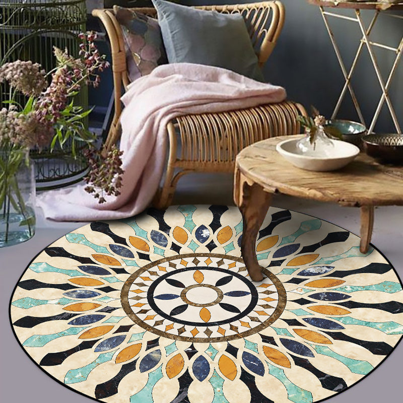 Sikunuo | American tribal pattern rug apricot polyester rug machine washable non-slip rug for bedroom