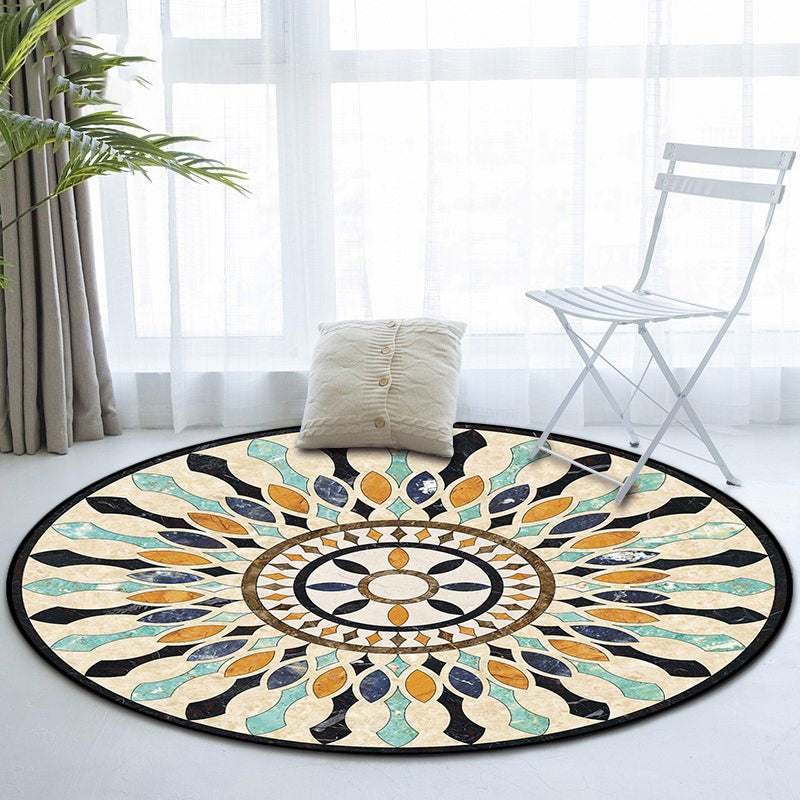 Sikunuo | American tribal pattern rug apricot polyester rug machine washable non-slip rug for bedroom