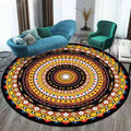 Sikunuo | Orange Sou'wester Rug Polyester concentric circles pattern rug washable non-slip backing rug for living room