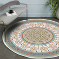 Sikunuo | American concentric circles pattern carpet with floral yellow polyester carpet machine washable non-slip rug for bedroom