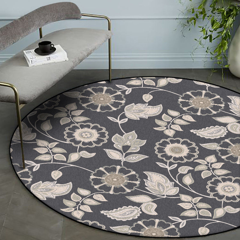 Sikunuo | Griess Vintage Carpet Polyester Flower and Leaf Pattern Carpet Washable Non-Slip Underlay Carpet for Living Room