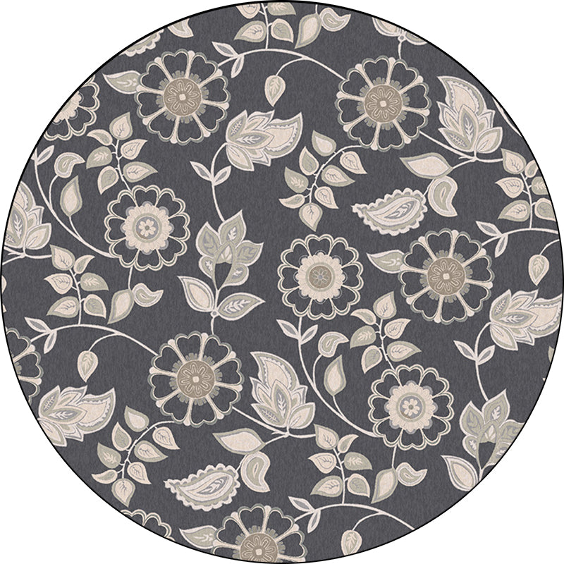 Sikunuo | Griess Vintage Carpet Polyester Flower and Leaf Pattern Carpet Washable Non-Slip Underlay Carpet for Living Room