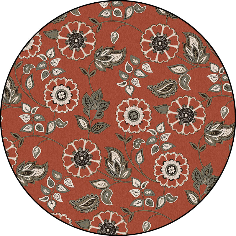 Sikunuo | Griess Vintage Carpet Polyester Flower and Leaf Pattern Carpet Washable Non-Slip Underlay Carpet for Living Room