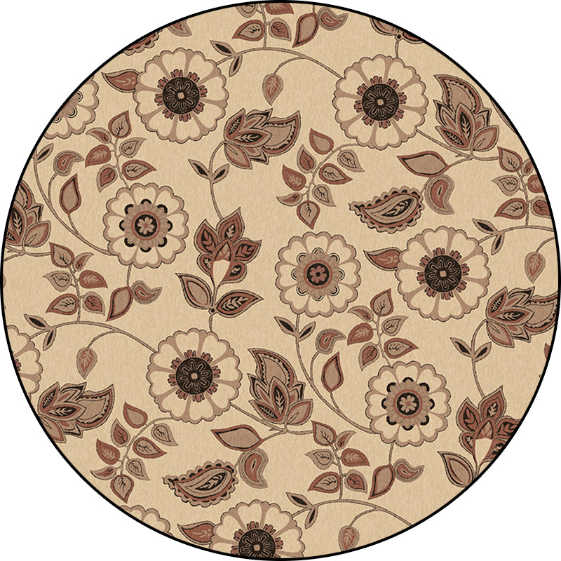 Sikunuo | Griess Vintage Carpet Polyester Flower and Leaf Pattern Carpet Washable Non-Slip Underlay Carpet for Living Room
