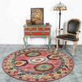 Sikunuo | Americana Tribal Pattern Carpet Red Polyester Carpet Machine Washable Non-Slip Area Rug for Bedroom
