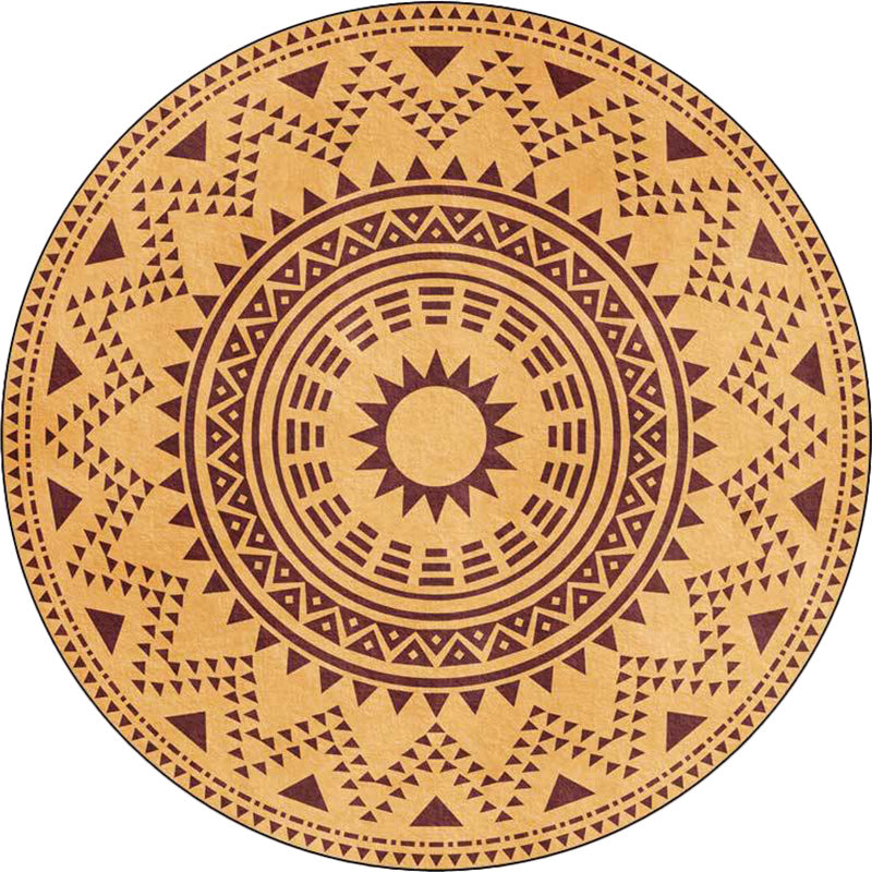 Sikunuo | Blue and green southwest rug Polyester geometric pattern rug washable non-slip backing rug for living room