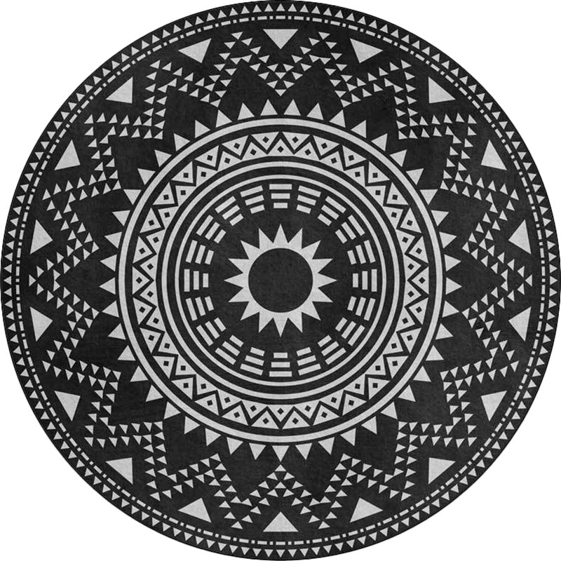 Sikunuo | Blue and green southwest rug Polyester geometric pattern rug washable non-slip backing rug for living room