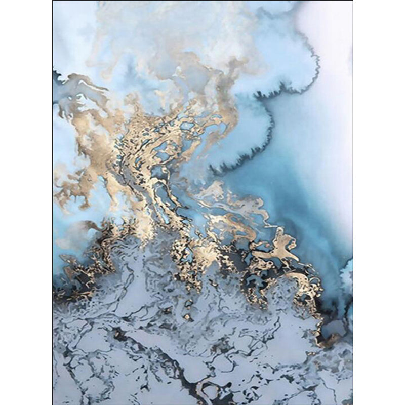 Sikunuo | Unique Watercolor Pattern Carpet Blue and Grey Modern Carpet Polyester Washable Non-Slip Backing Area Rug for Living Room