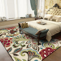 Sikunuo | Traditional paisley pattern carpet with floral beige multi-colored classic carpet polyester washable non-slip backing carpet for living room