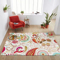 Sikunuo | Vintage Paisley Pattern Rug White Polyester Rug Machine Washable Non-Slip Rug for Bedroom