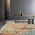 Sikunuo | Stylish Abstract Rug Orange Industrial Rug Polyester Washable Non-Slip Back Rug for the Living Room