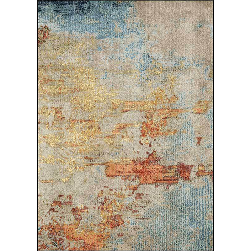 Sikunuo | Stylish Abstract Rug Orange Industrial Rug Polyester Washable Non-Slip Back Rug for the Living Room