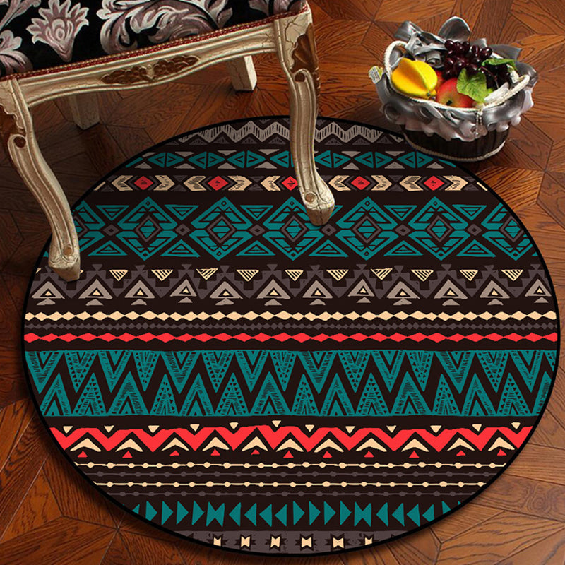 Sikunuo | Green Southwest Carpet Polyester geometric pattern rug washable non-slip backing rug for living room