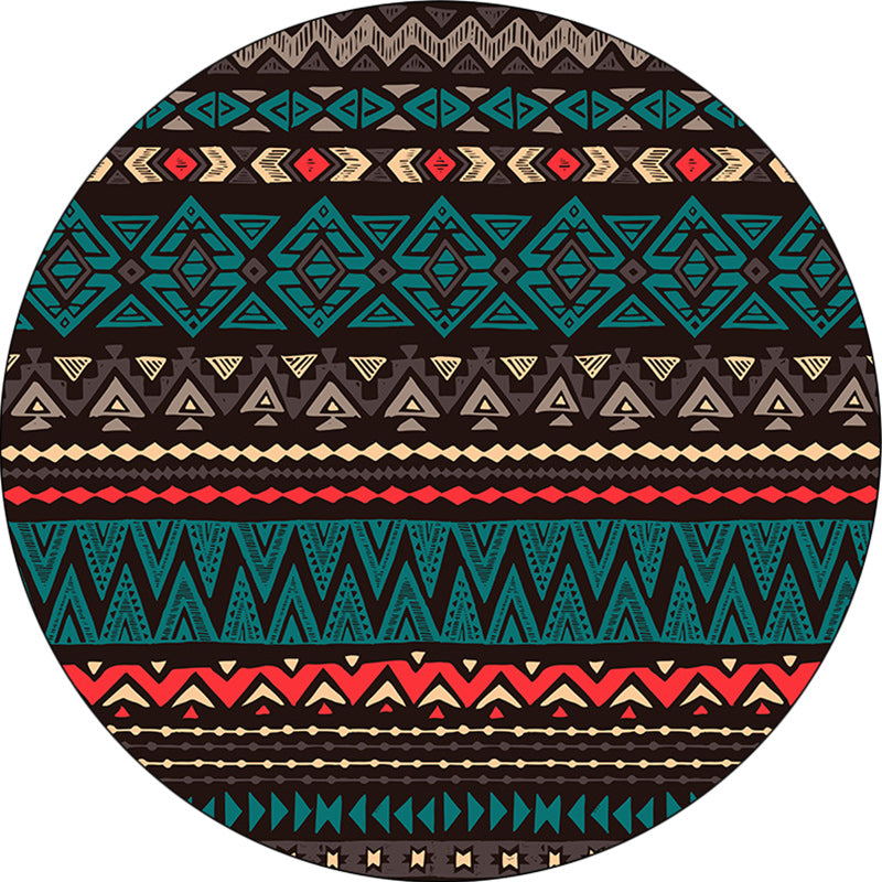 Sikunuo | Green Southwest Carpet Polyester geometric pattern rug washable non-slip backing rug for living room