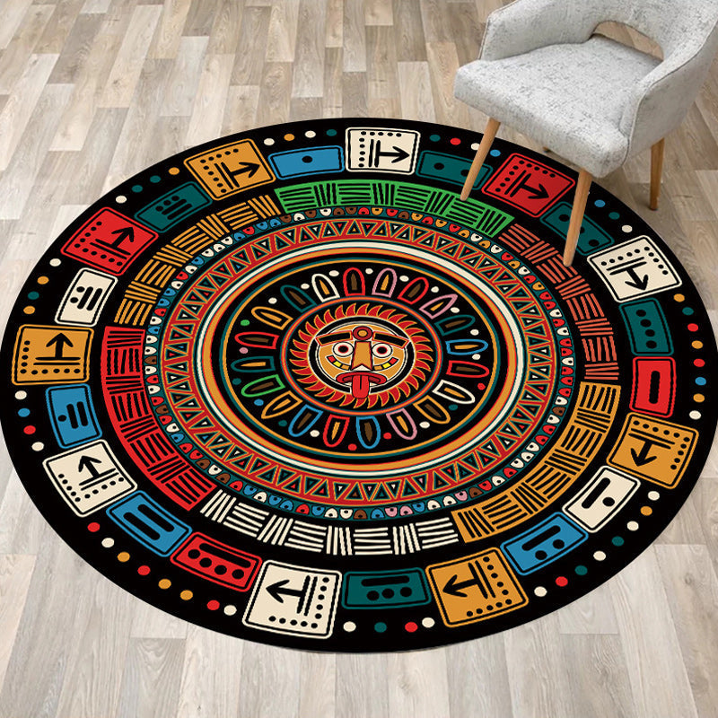 Sikunuo | Multicolored southwestern rug made of polyester with tribal pattern, washable, non-slip backing rug for the living room