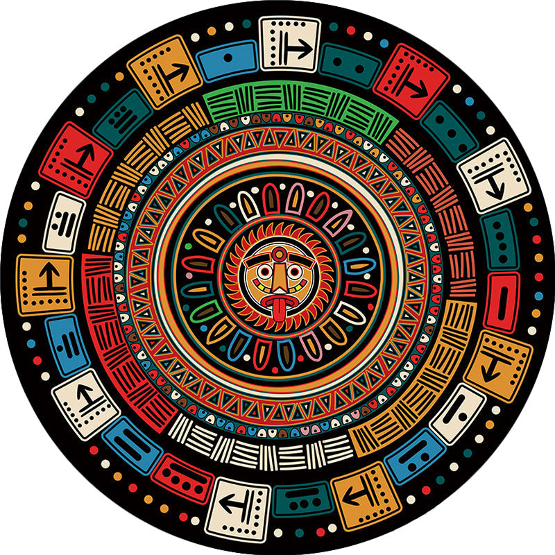 Sikunuo | Multicolored southwestern rug made of polyester with tribal pattern, washable, non-slip backing rug for the living room