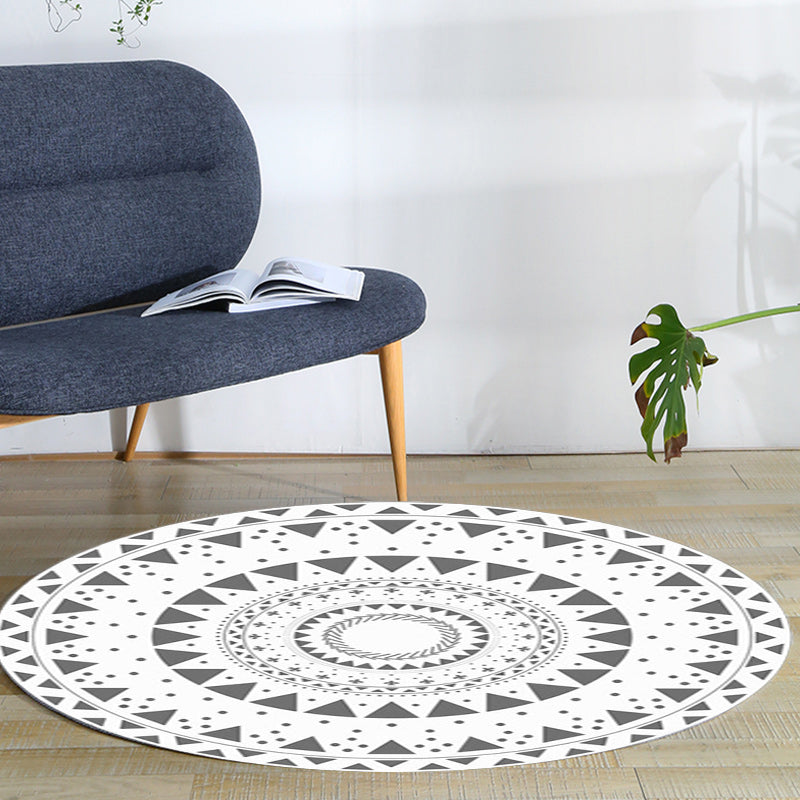 Sikunuo | Americana concentric circles pattern rug white polyester machine washable non-slip rug for bedroom