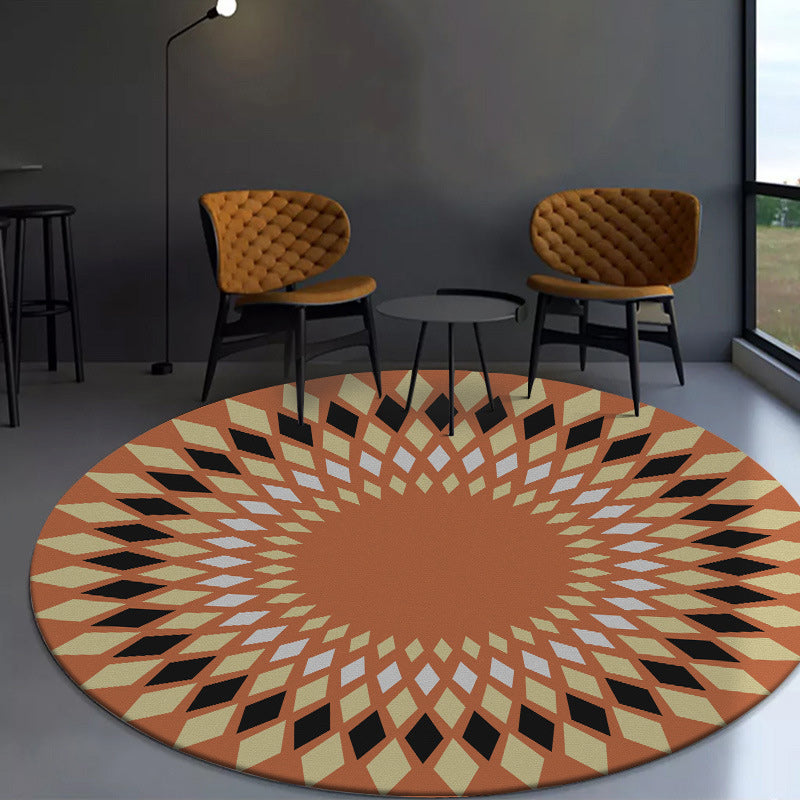Sikunuo | Orange Sou'wester Carpet Polyester Geometric Pattern Carpet Washable Non-Slip Underlay Carpet for Living Room