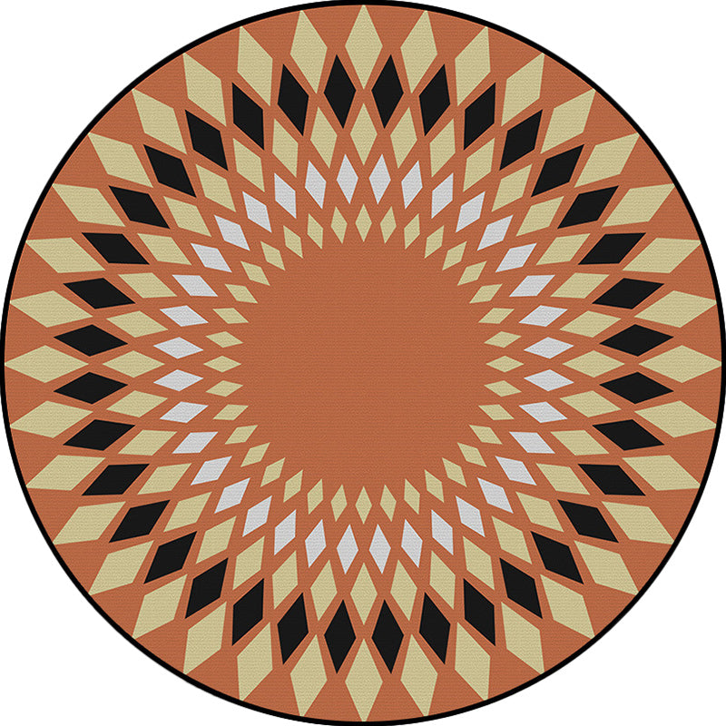 Sikunuo | Orange Sou'wester Carpet Polyester Geometric Pattern Carpet Washable Non-Slip Underlay Carpet for Living Room