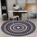 Sikunuo | Vintage concentrated circles pattern rug blue and green tribal rug polyester washable with anti-slip backing rug for living room