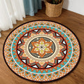 Sikunuo | Traditional concentric circle patterned rug with floral orange tribal rug made of polyester washable non-slip backing rug for the living room