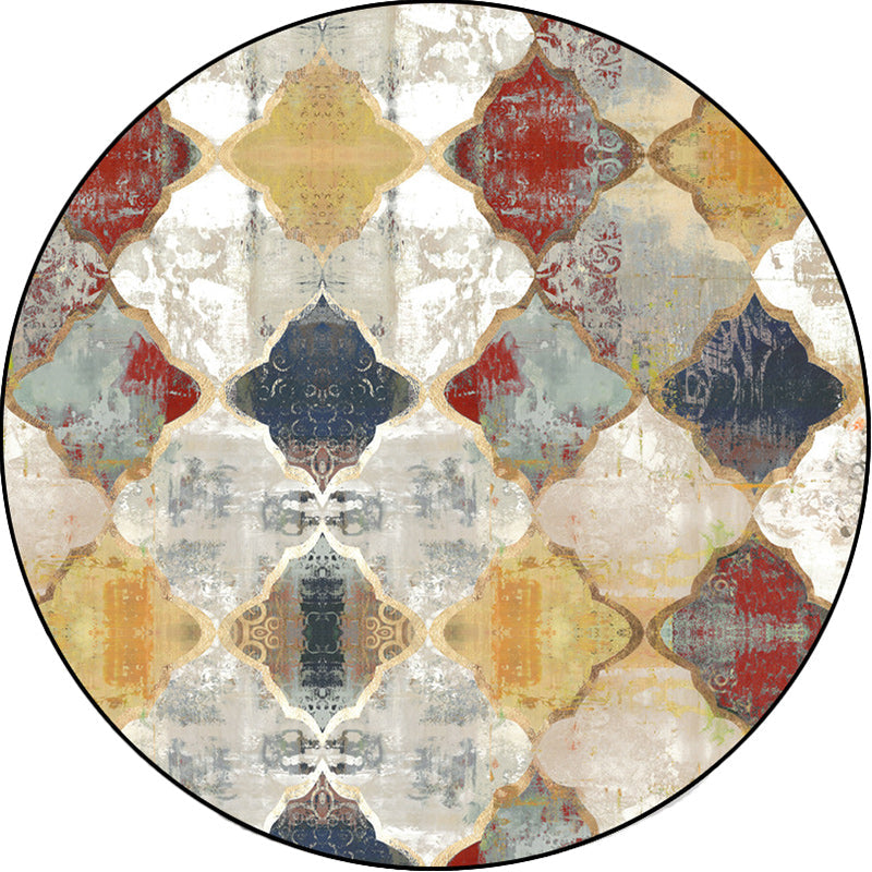 Sikunuo | Persian Azulejo Pattern Rug Red and White Polyester Rug Machine Washable Nonslip Rug for the Bedroom