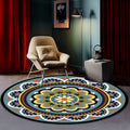 Sikunuo | Classic floral pattern carpet blue tribal carpet polyester washable non-slip backing carpet for the living room