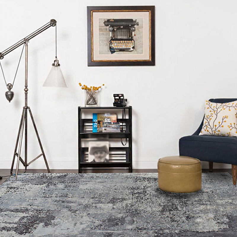 Sikunuo | Scandinavian Modern Carpet in Gray Abstract Cement Pattern Carpet Polyester Washable Non-Slip Rug for Home Decoration