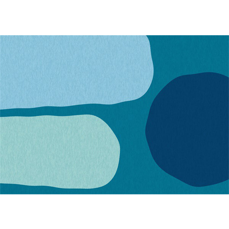 Sikunuo | Blue Bedroom Rug Novelty Color Box Pattern Rug Polyester Machine Washable Rug