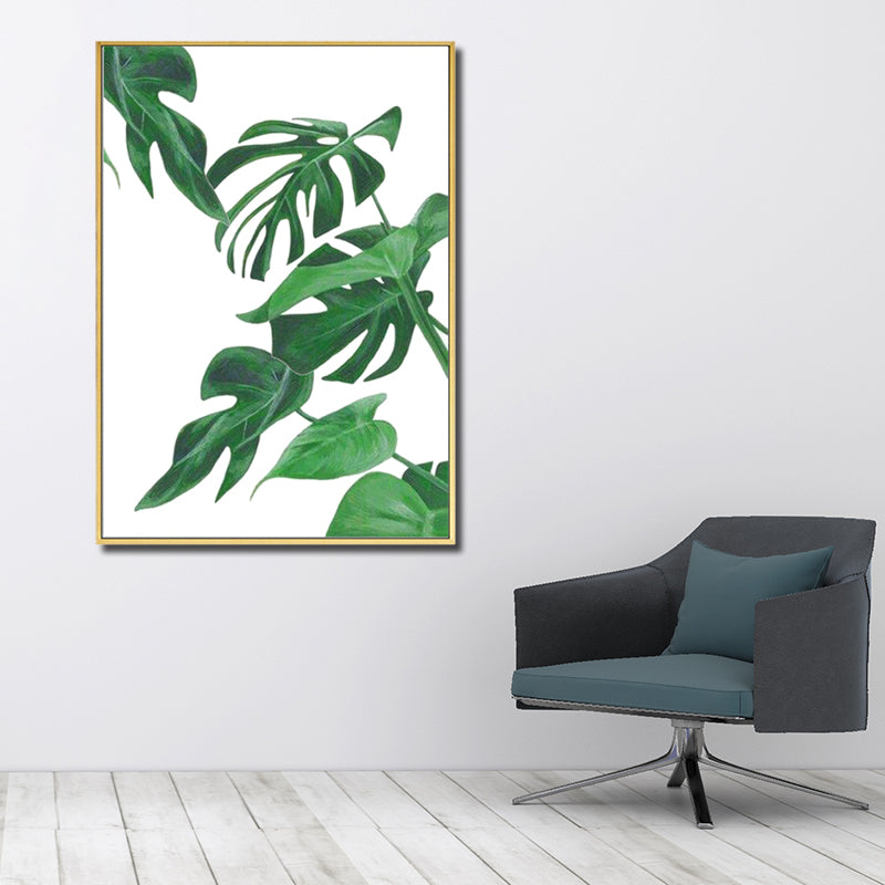 Sikunuo | Green Tropical Wall Art Print Plant Leaves Canvas for Living Room, Textured Surface