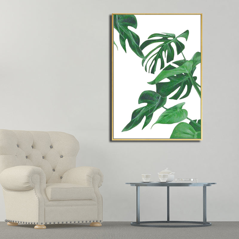 Sikunuo | Green Tropical Wall Art Print Plant Leaves Canvas for Living Room, Textured Surface