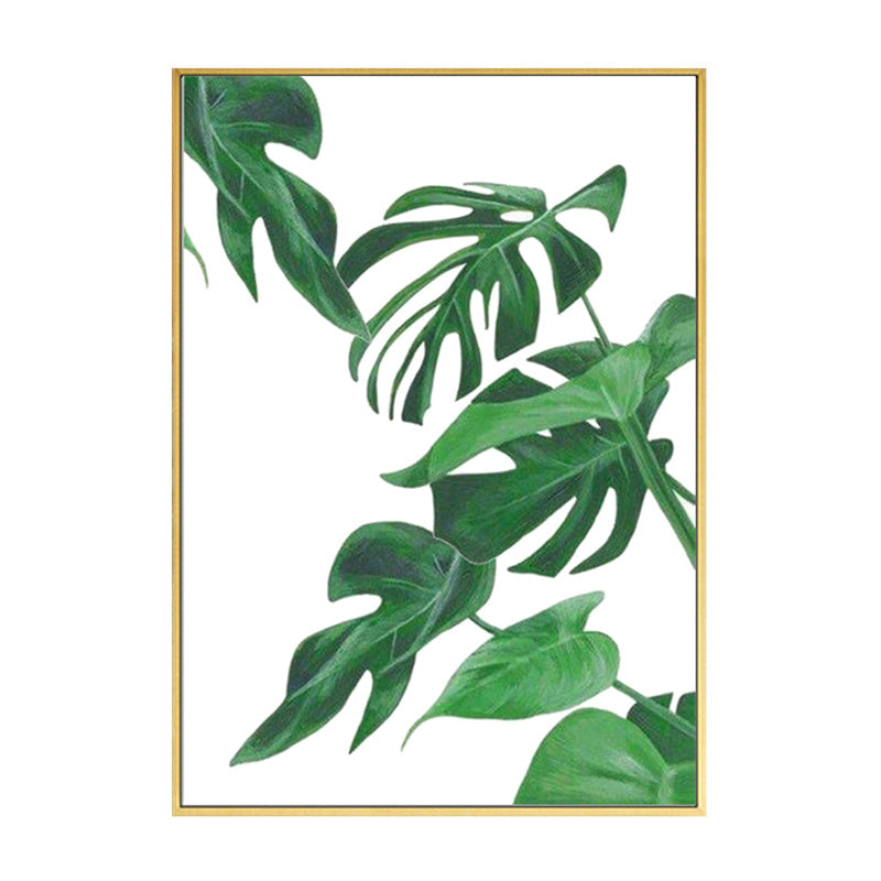 Sikunuo | Green Tropical Wall Art Print Plant Leaves Canvas for Living Room, Textured Surface