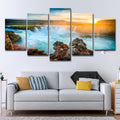 Sikunuo | Great Island Cascades Canvas Art Home Interior Sunset Landscape Wall Decor in Blue