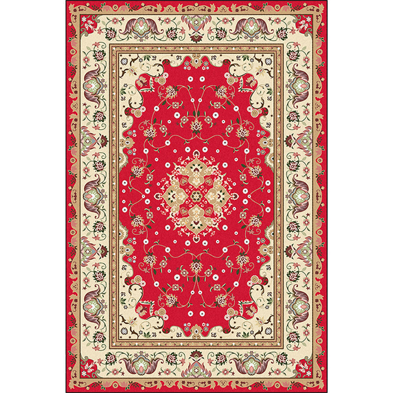 Sikunuo | Multicolored bedroom rug Moroccan medallion floral pattern rug made of polyester pet-friendly rug