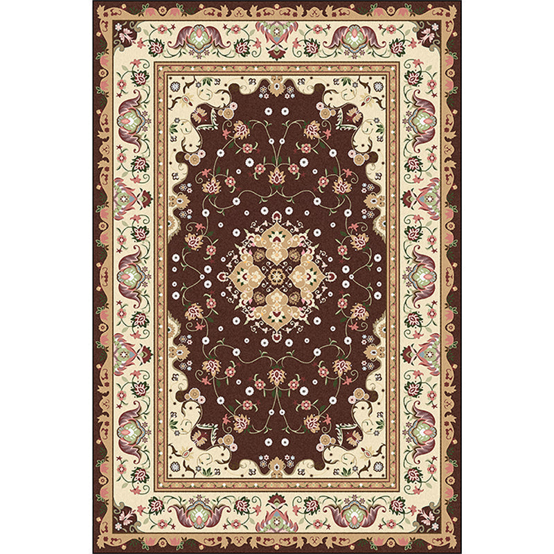 Sikunuo | Multicolored bedroom rug Moroccan medallion floral pattern rug made of polyester pet-friendly rug