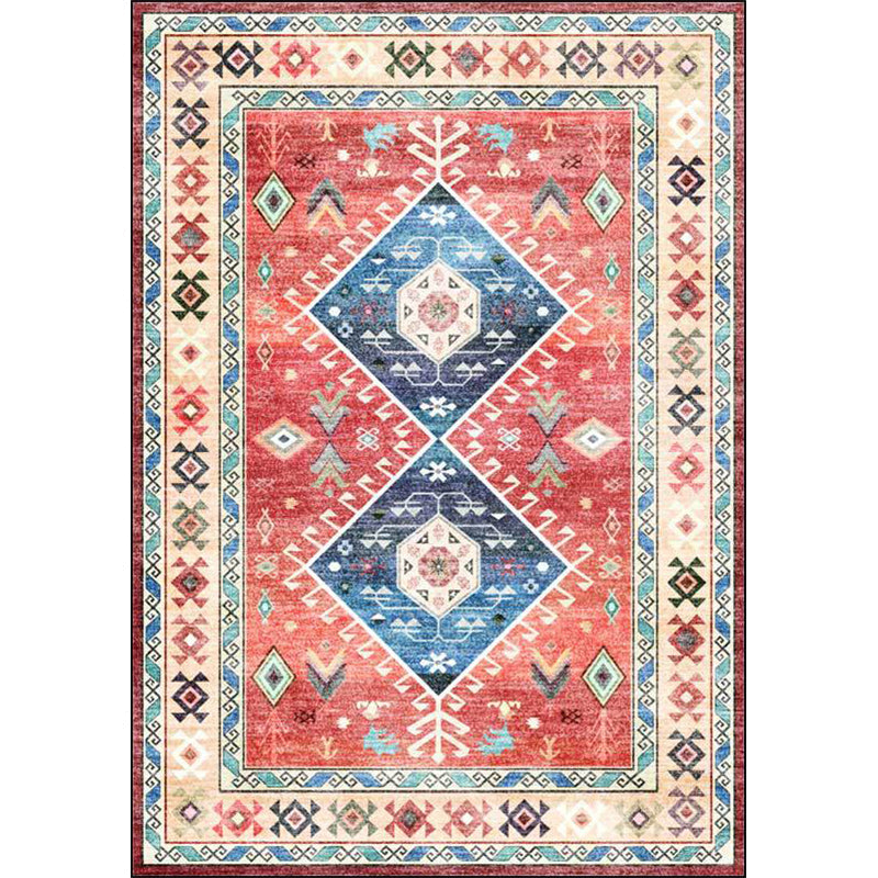 Sikunuo | Classic tribal pattern carpet light red southwest carpet polyester machine washable non-slip back carpet for bedroom