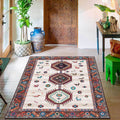 Sikunuo | Classic Tribal Pattern Rug Brown and Beige Southwestern Rug Polyester Machine Washable Non-Slip Back Rug for Bedroom